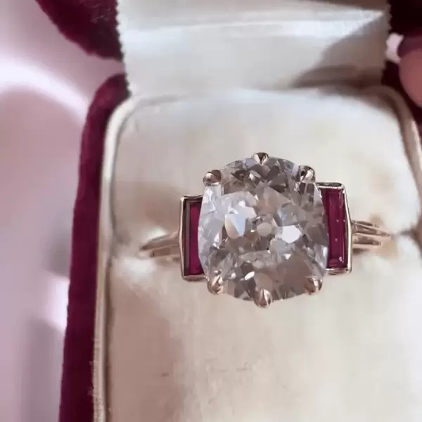 3ct Three-stone Cushion Cut White Sapphire Ring in Gold