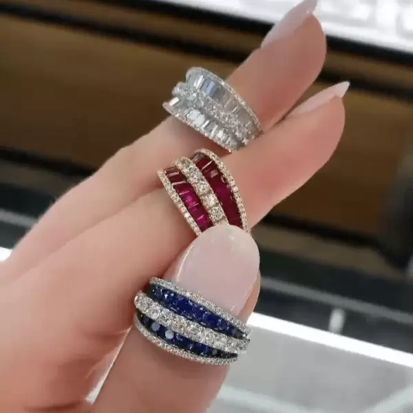 8.95ct Emerald Cut Wedding Band in Three Colors Available