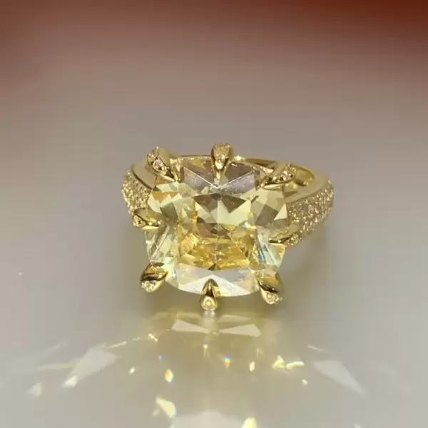 12.6ct Cushion Cut Yellow Sapphire Engagement Ring