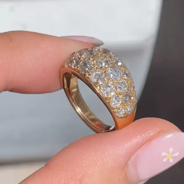 2.6ct Round Cut White Sapphire French Dome Ring in Gold
