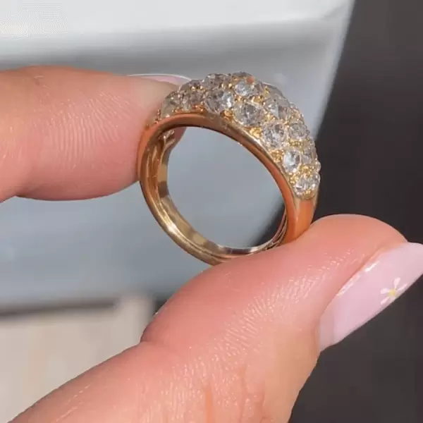 2.6ct Round Cut White Sapphire French Dome Ring in Gold