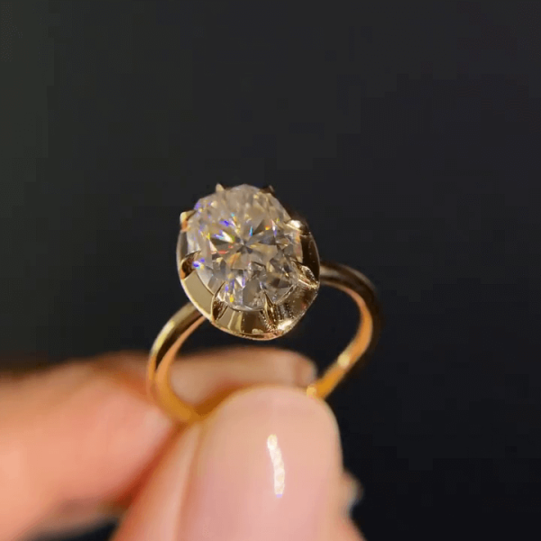 3.5ct Oval Cut White Sapphire Engagement Ring in Gold