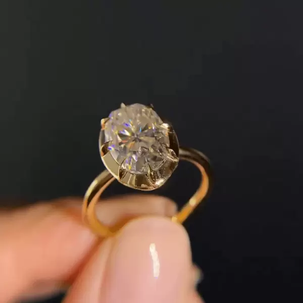 3.5ct Oval Cut White Sapphire Engagement Ring in Gold