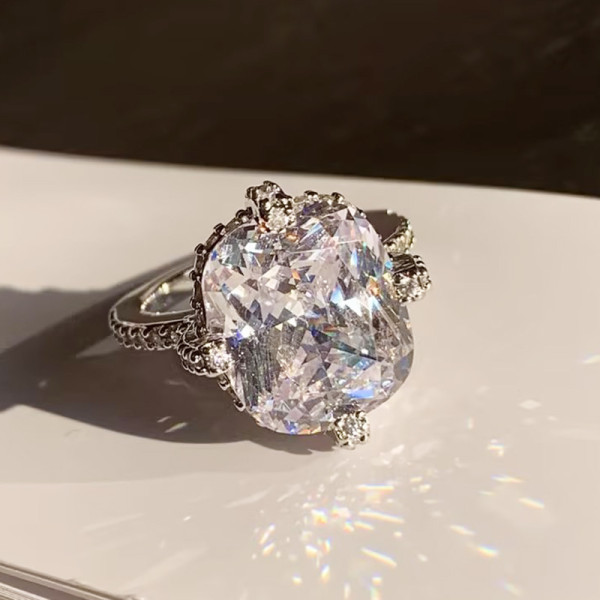 12ct Cushion Cut White Sapphire Engagement Ring