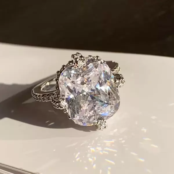 12ct Cushion Cut White Sapphire Engagement Ring