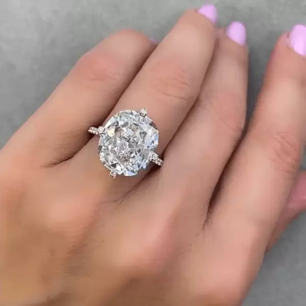 12ct Cushion Cut White Sapphire Engagement Ring