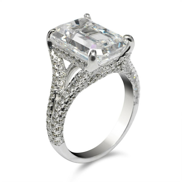 8ct Emerald Cut White Sapphire Engagement Ring
