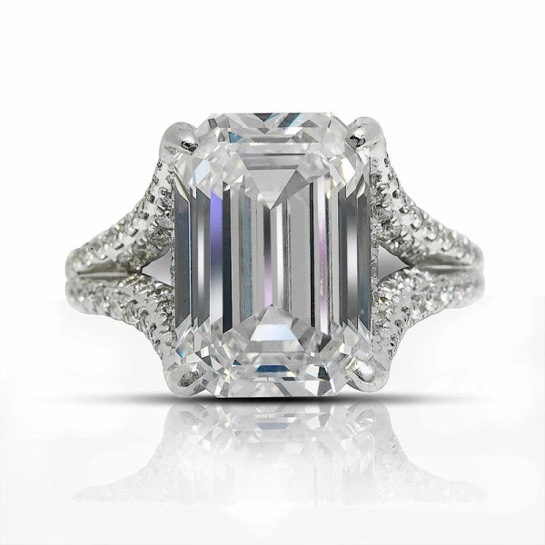 8ct Emerald Cut White Sapphire Engagement Ring