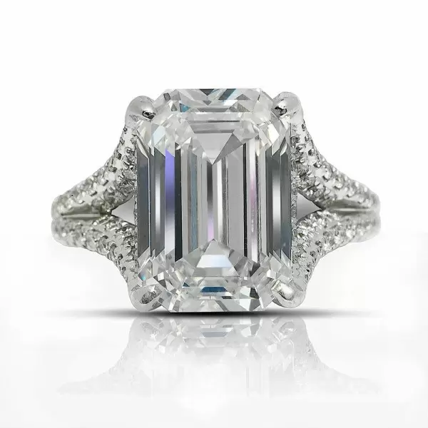8ct Emerald Cut White Sapphire Engagement Ring
