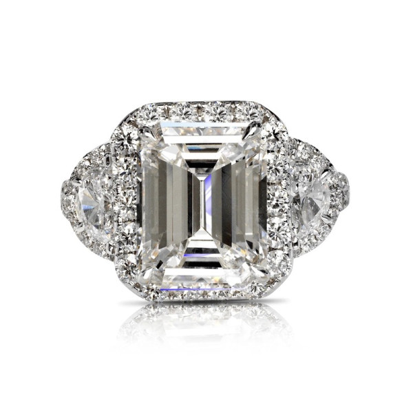 7ct Halo Emerald Cut White Sapphire Engagement Ring