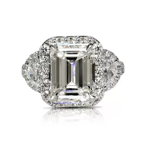 7ct Halo Emerald Cut White Sapphire Engagement Ring