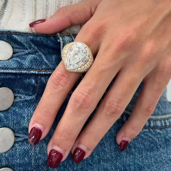 3ct Pear Cut White Sapphire Vintage Bold Engagement Ring