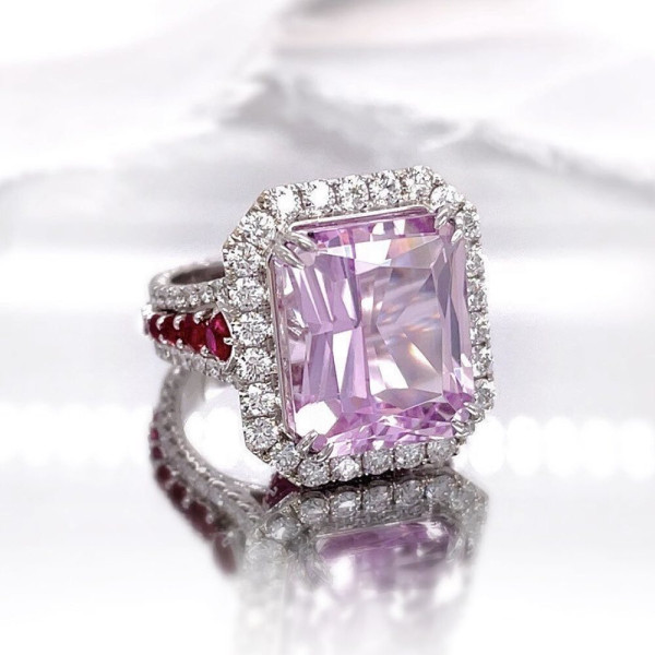 8ct Halo Radiant Cut Pink Sapphire Engagement Ring