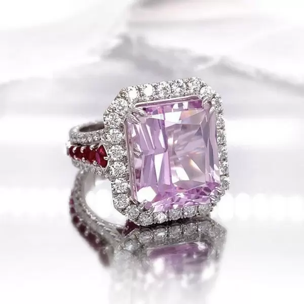 8ct Halo Radiant Cut Pink Sapphire Engagement Ring