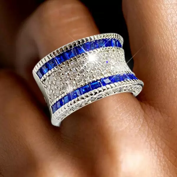 5.5ctw Princess Cut Blue Sapphire Women's Wedding Band