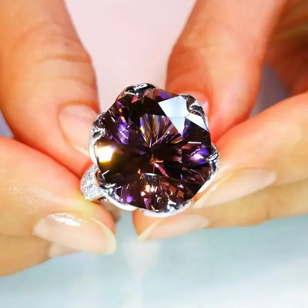 15ct Round Cut Fushsia Garnet Engagement Ring