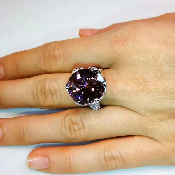 15ct Round Cut Fushsia Garnet Engagement Ring