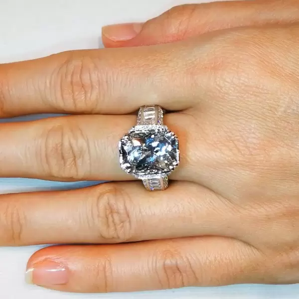 11ct Radiant Cut White Sapphire Engagement Ring