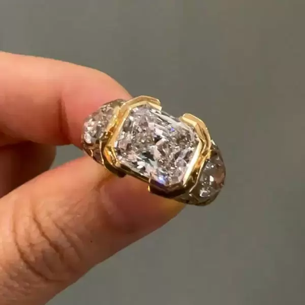 3.5ct Horizental Bezel Radiant Cut Cocktail Ring