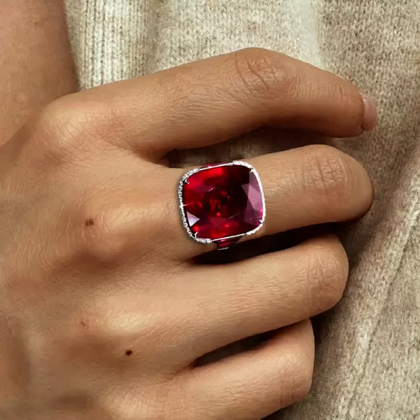 9.5ct Cushion Cut Ruby Cocktail Ring