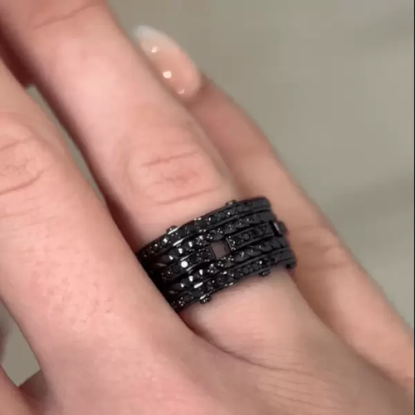 5.5ct Round Cut Black Ropes Eternity Band