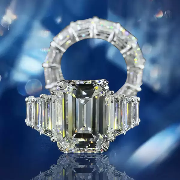 6ct Emerald Cut White Sapphire Wedding Ring Set