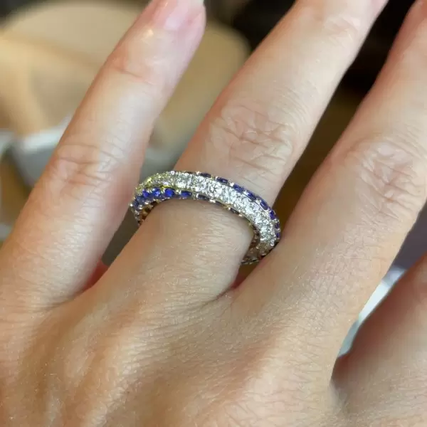 Tanzanite Blue Sapphire Twist Wedding Band