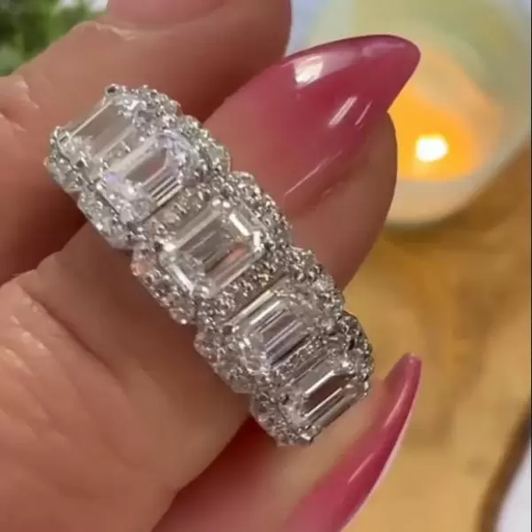 Emerald cut white sapphire eternity band sale