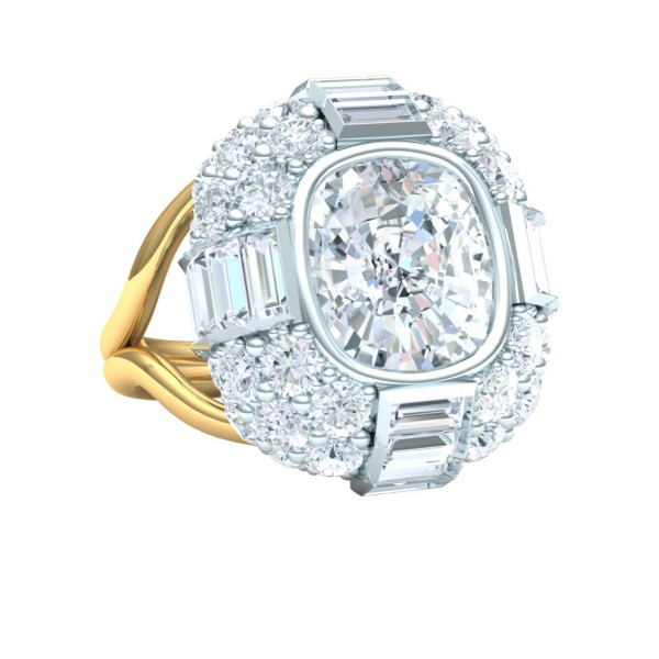 3ct Cushion Cut White Sapphire Engagement Ring