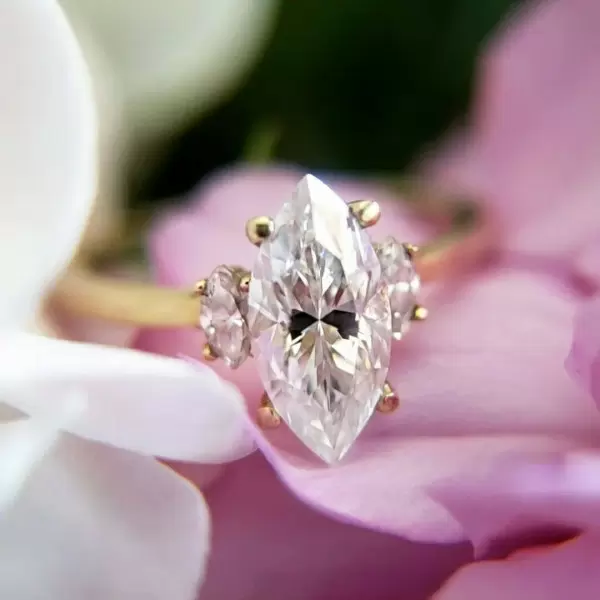 4.5ct Marquise Cut White & Pink Sapphire Engagement Ring in Rose Gold