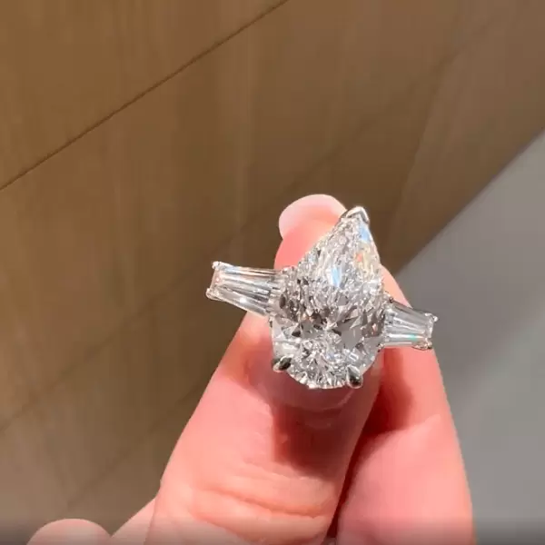 9ct Pear Cut White Sapphire Engagement Ring