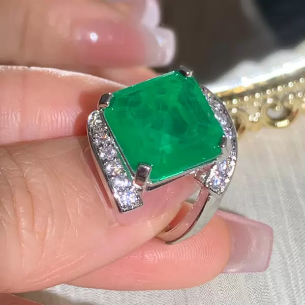 12ct Asscher Cut Emerald Bold Engagement Ring