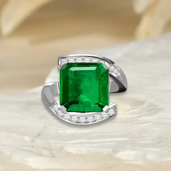 12ct Asscher Cut Emerald Bold Engagement Ring
