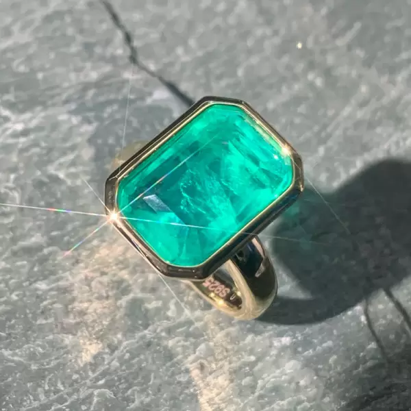 8.4ct Emerald Cut Emerald Simple Classic Engagement Ring