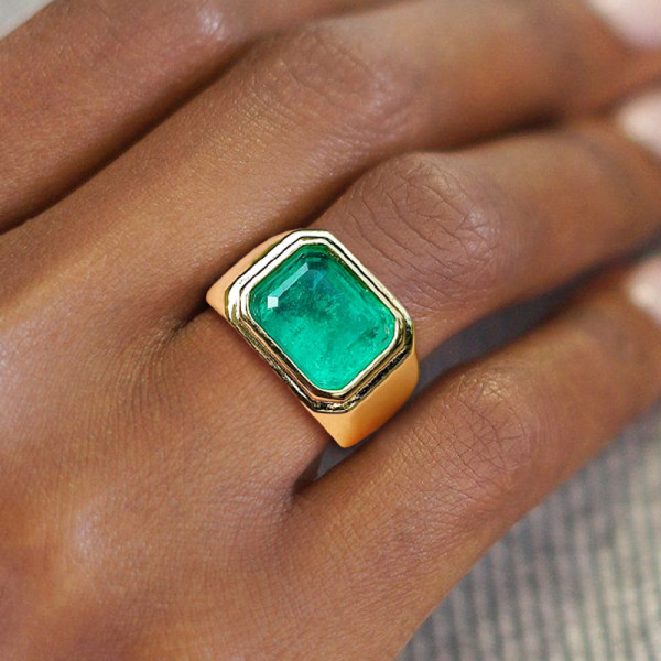 5.2ct Emerald Cut Emerald Engagement Ring