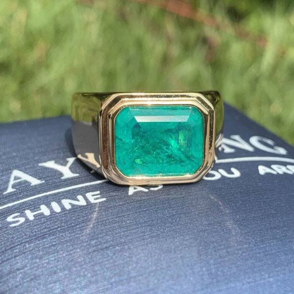 5.2ct Emerald Cut Emerald Engagement Ring