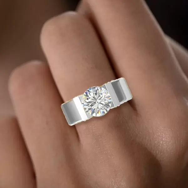 2.5ct Tension Set Round Cut White Sapphire Engagement Ring