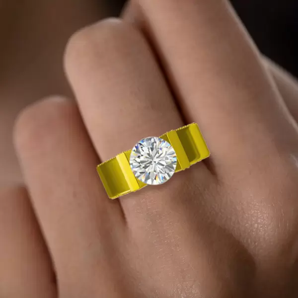 2.5ct Tension Set Round Cut White Sapphire Engagement Ring