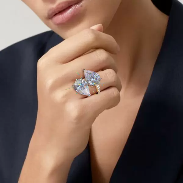 19ctw Pear Cut White Sapphire Two Stone Engagement Ring