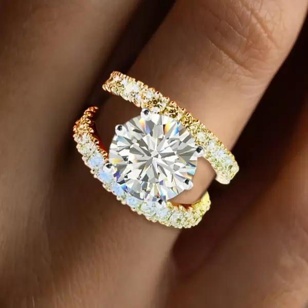 4.2ct Round Cut Two Tone Split Shank Engagement Ring