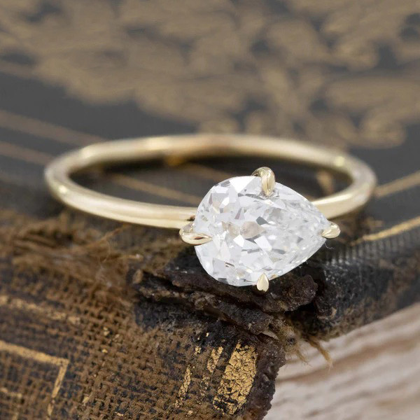 Simple 2.5ct Pear Cut White Sapphire Engagement Ring