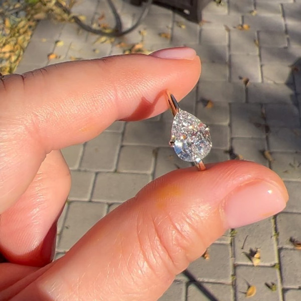 Simple 2.5ct Pear Cut White Sapphire Engagement Ring