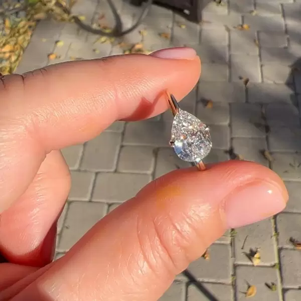 Simple 2.5ct Pear Cut White Sapphire Engagement Ring