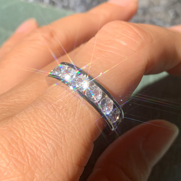 4ctw Round Cut Channel Set White Sapphire Eternity Ring