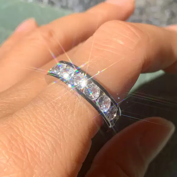 4ctw Round Cut Channel Set White Sapphire Eternity Ring