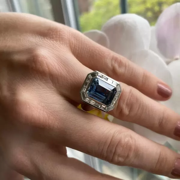 5.5ct Emerald Cut Sapphire Art Deco Inspired Engagement Ring