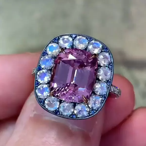 5.5ct Halo Cushion Cut Lavender Purple Sapphire Engagement Ring