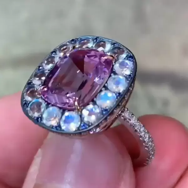 5.5ct Halo Cushion Cut Lavender Purple Sapphire Engagement Ring
