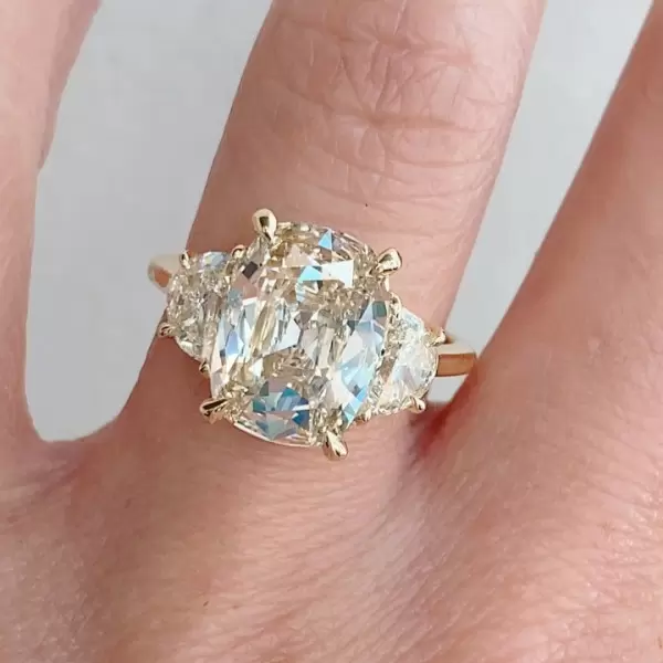 3.5ct Cushion Cut Three Stone Engagement Ring