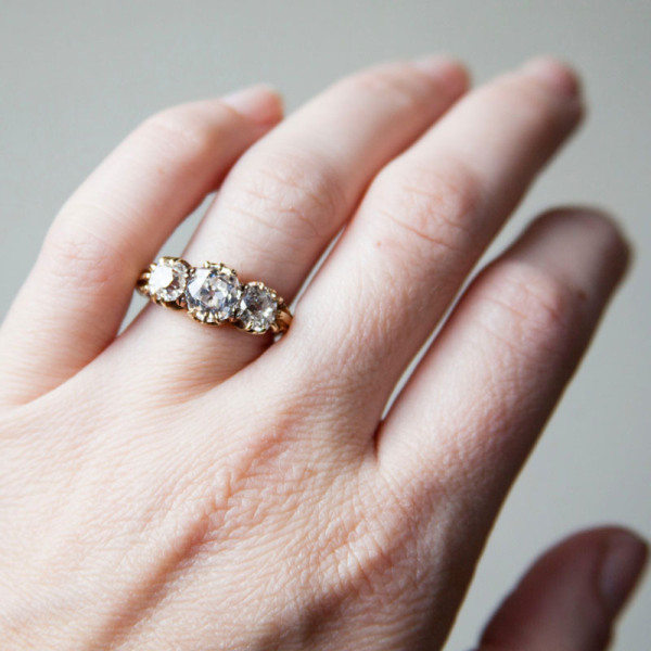 Antique Style 6.7ctw Three Stone Engagement Ring